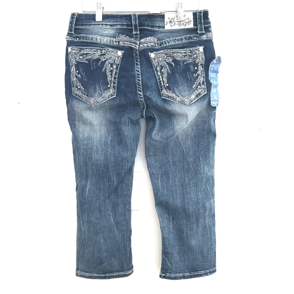 NWT Grace in LA capris/denim size 26 Easy Fit dark wash cowgirl country western - Picture 2 of 15